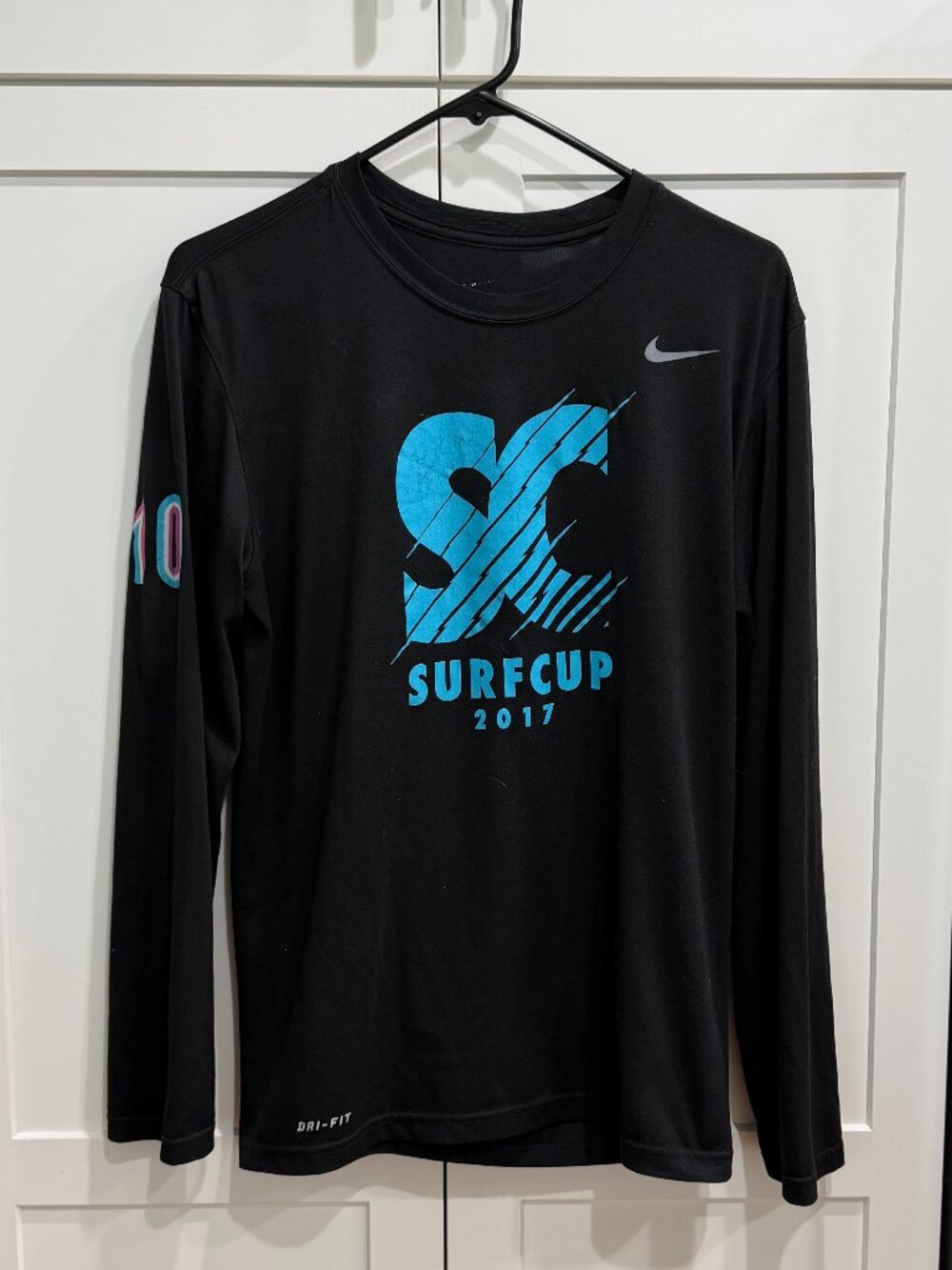 Men's Nike Dri-fit Long Sleeve, Black T-Shirt, Size: M, 100% Polyester